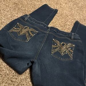 Cato lightweight stretch skinny jeans w/sparkly embellishments (14)